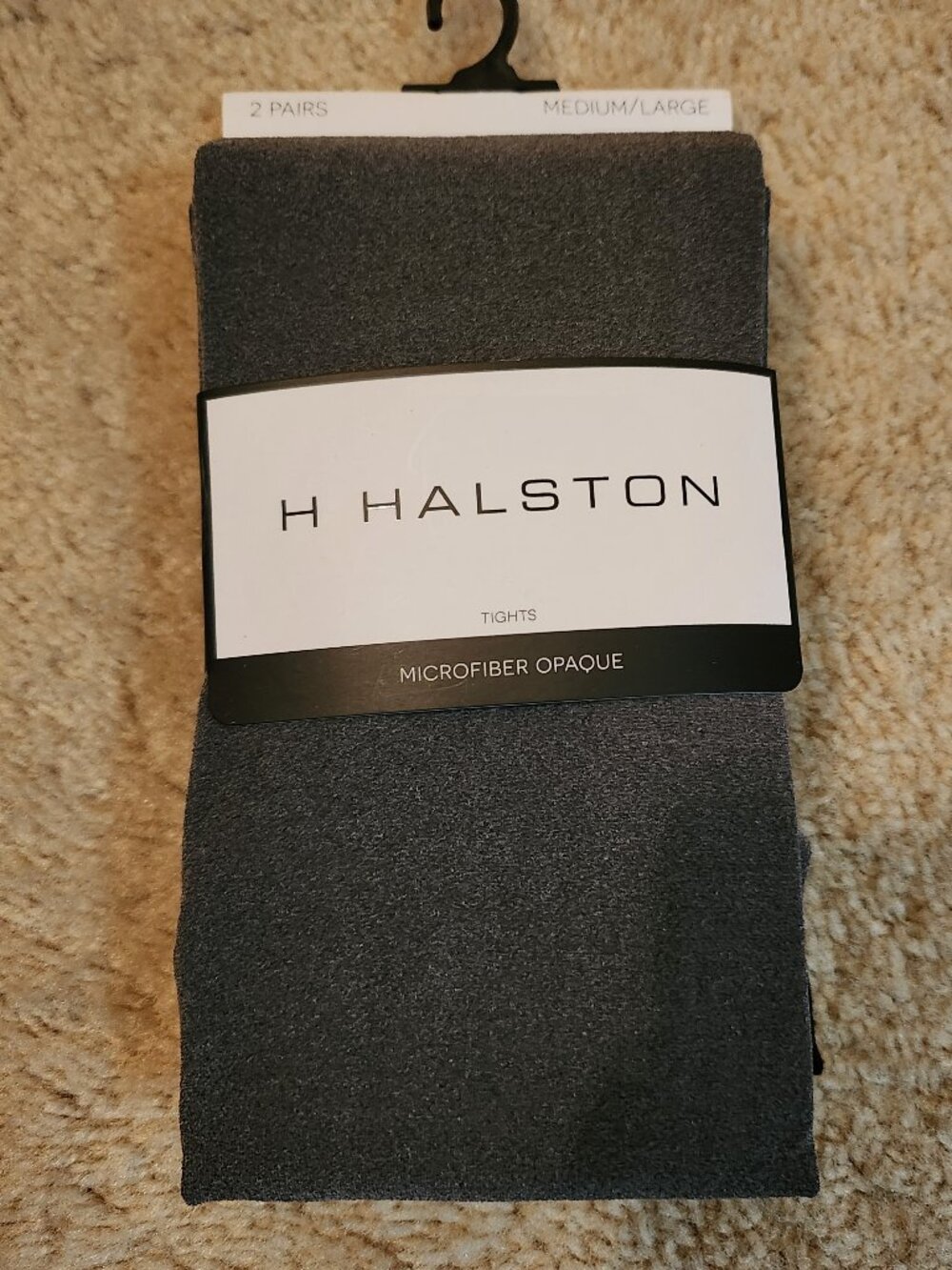 Halston 2-Pack Black and grey Opaque Footed Tights Size M/L